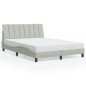 vidaXL Bett mit Matratze Hellgrau 140x190 cm Samt vidaXL Bett mit Matratze Hellgrau 140x190 cm Samt