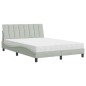 vidaXL Bett mit Matratze Hellgrau 140x190 cm Samt vidaXL Bett mit Matratze Hellgrau 140x190 cm Samt