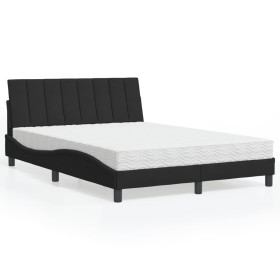 vidaXL Bett mit Matratze Schwarz 140x200 cm Samt