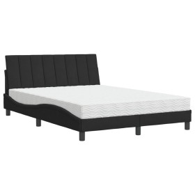 vidaXL Bett mit Matratze Schwarz 140x200 cm Samt