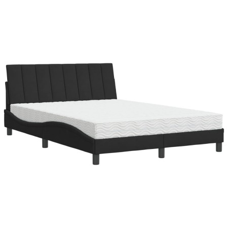 vidaXL Bett mit Matratze Schwarz 140x200 cm Samt