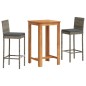 vidaXL 3-tlg. Gartenbar-Set Grau Massivholz Akazie und Poly Rattan vidaXL 3-tlg. Gartenbar-Set Grau Massivholz Akazie und Poly Rattan