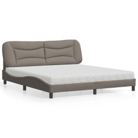 vidaXL Bett mit Matratze Taupe 180x200 cm Stoff