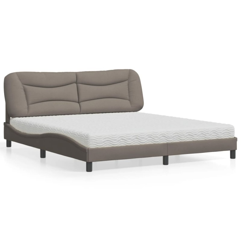 vidaXL Bett mit Matratze Taupe 180x200 cm Stoff vidaXL Bett mit Matratze Taupe 180x200 cm Stoff