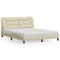 vidaXL Bett mit Matratze Creme 160x200 cm Stoff vidaXL Bett mit Matratze Creme 160x200 cm Stoff