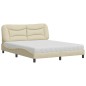vidaXL Bett mit Matratze Creme 160x200 cm Stoff vidaXL Bett mit Matratze Creme 160x200 cm Stoff