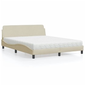 vidaXL Bett mit Matratze Creme 160x200 cm Stoff