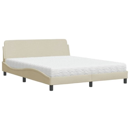 vidaXL Bett mit Matratze Creme 160x200 cm Stoff