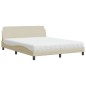 vidaXL Bett mit Matratze Creme 160x200 cm Stoff