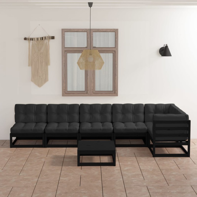 7-tlg. Garten-Lounge-Set mit Kissen Kiefer Massivholz 7-tlg. Garten-Lounge-Set mit Kissen Kiefer Massivholz