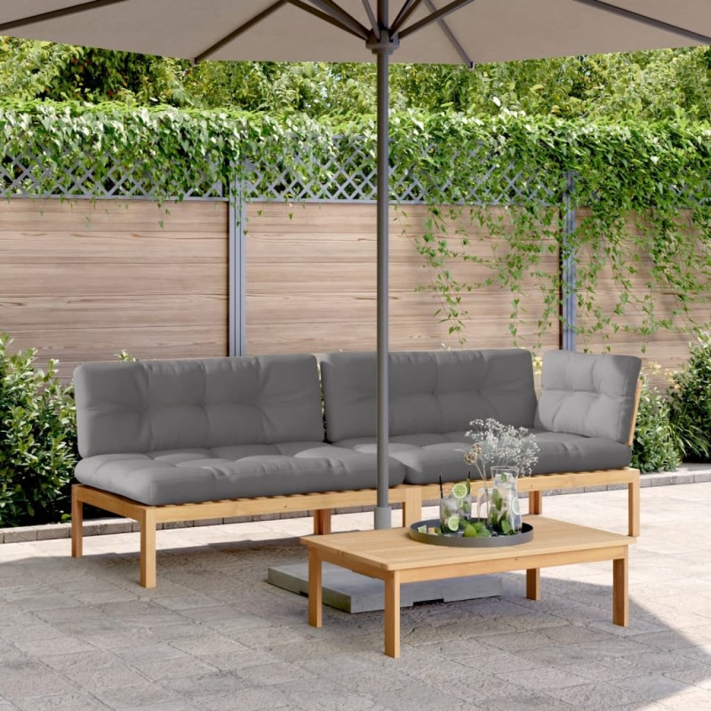 vidaXL 3-tlg. Garten-Sofagarnitur aus Paletten mit Kissen Akazienholz vidaXL 3-tlg. Garten-Sofagarnitur aus Paletten mit Kissen Akazienholz