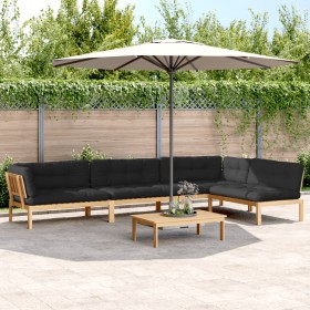vidaXL 5-tlg. Garten-Sofagarnitur aus Paletten mit Kissen Akazienholz