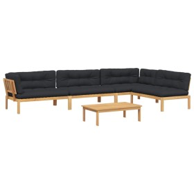 vidaXL 5-tlg. Garten-Sofagarnitur aus Paletten mit Kissen Akazienholz