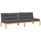 vidaXL Garten-Mittelsofas aus Paletten 2 Stk. mit Kissen Akazienholz