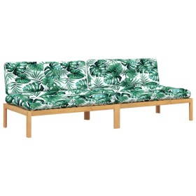 vidaXL Garten-Mittelsofas aus Paletten 2 Stk. mit Kissen Akazienholz