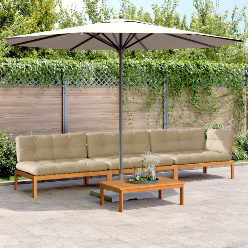 vidaXL 4-tlg. Garten-Sofagarnitur aus Paletten mit Kissen Akazienholz vidaXL 4-tlg. Garten-Sofagarnitur aus Paletten mit Kissen Akazienholz
