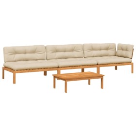 vidaXL 4-tlg. Garten-Sofagarnitur aus Paletten mit Kissen Akazienholz
