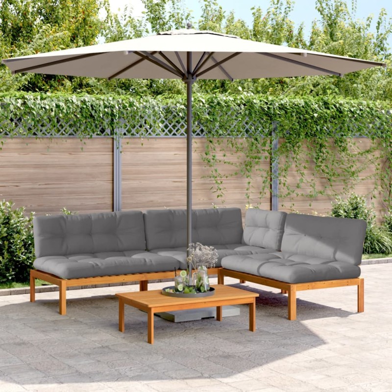 vidaXL 4-tlg. Garten-Sofagarnitur aus Paletten mit Kissen Akazienholz vidaXL 4-tlg. Garten-Sofagarnitur aus Paletten mit Kissen Akazienholz