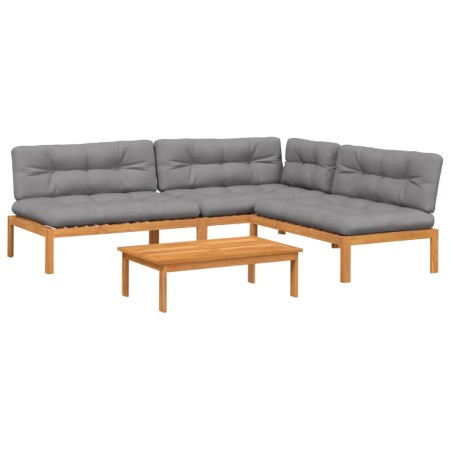 vidaXL 4-tlg. Garten-Sofagarnitur aus Paletten mit Kissen Akazienholz