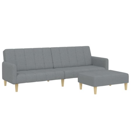 vidaXL Schlafsofa 2-Sitzer mit Fußhocker Hellgrau Stoff