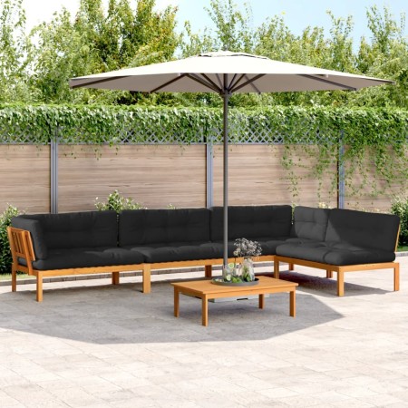 vidaXL 5-tlg. Garten-Sofagarnitur aus Paletten mit Kissen Akazienholz