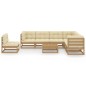 8-tlg. Garten-Lounge-Set Kissen Honigbraun Kiefer Massivholz 8-tlg. Garten-Lounge-Set Kissen Honigbraun Kiefer Massivholz