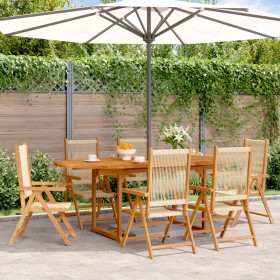 vidaXL 7-tlg. Garten-Essgruppe Polypropylen und Massivholz Beige