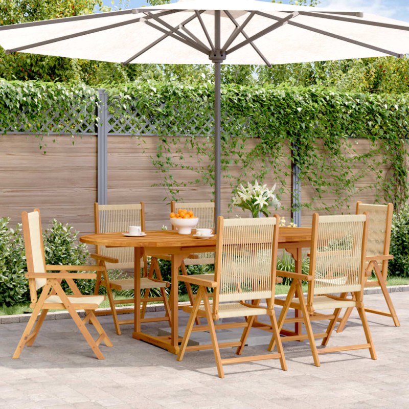 vidaXL 7-tlg. Garten-Essgruppe Polypropylen und Massivholz Beige vidaXL 7-tlg. Garten-Essgruppe Polypropylen und Massivholz Beige