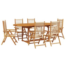vidaXL 7-tlg. Garten-Essgruppe Polypropylen und Massivholz Beige