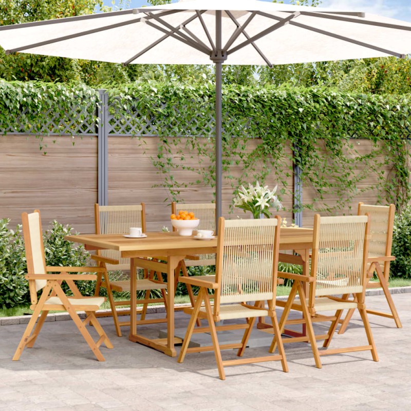 vidaXL 7-tlg. Garten-Essgruppe Polypropylen und Massivholz Beige vidaXL 7-tlg. Garten-Essgruppe Polypropylen und Massivholz Beige