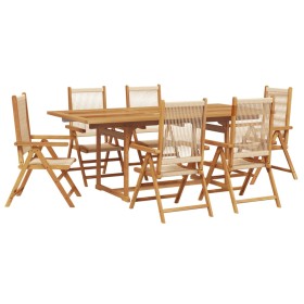 vidaXL 7-tlg. Garten-Essgruppe Polypropylen und Massivholz Beige