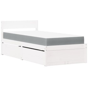 vidaXL Bett mit Schubladen und Matratze Weiß 90x190 cm Massivholz