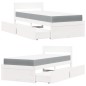 vidaXL Bett mit Schubladen und Matratze Weiß 90x190 cm Massivholz vidaXL Bett mit Schubladen und Matratze Weiß 90x190 cm Massivholz