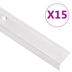 vidaXL Treppenkantenprofile in L-Form 15 Stk. Aluminium 134 cm Silbern