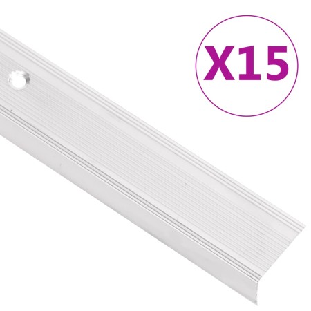 vidaXL Treppenkantenprofile in L-Form 15 Stk. Aluminium 134 cm Silbern