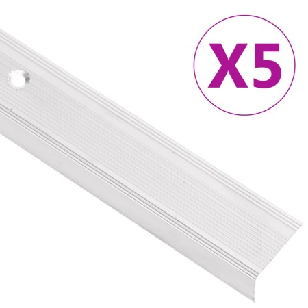 vidaXL Treppenkantenprofile in L-Form 5 Stk. Aluminium 134 cm Silbern