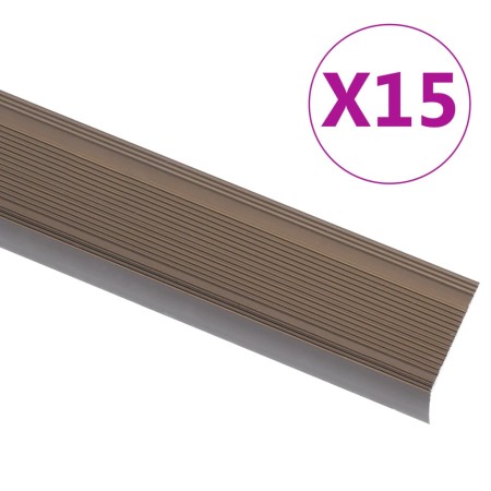 vidaXL Treppenkantenprofile in L-Form 15 Stk. Aluminium 134 cm Braun