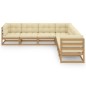 7-tlg. Garten-Lounge-Set Kissen Honigbraun Kiefer Massivholz 7-tlg. Garten-Lounge-Set Kissen Honigbraun Kiefer Massivholz