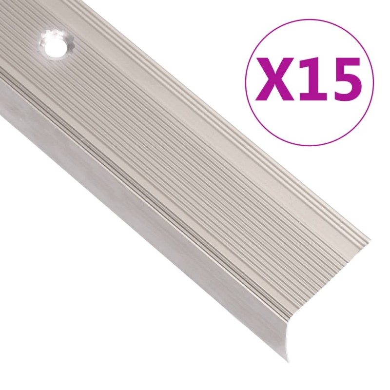 vidaXL Treppenkantenprofile L-Form 15 Stk. Aluminium 134 cm Champagner vidaXL Treppenkantenprofile L-Form 15 Stk. Aluminium 134 cm Champagner