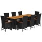 vidaXL 9-tlg. Garten-Essgruppe mit Kissen Schwarz Poly Rattan vidaXL 9-tlg. Garten-Essgruppe mit Kissen Schwarz Poly Rattan