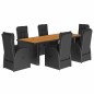vidaXL 7-tlg. Garten-Essgruppe mit Kissen Schwarz Poly Rattan vidaXL 7-tlg. Garten-Essgruppe mit Kissen Schwarz Poly Rattan