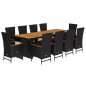 vidaXL 11-tlg. Garten-Essgruppe mit Kissen Schwarz Poly Rattan vidaXL 11-tlg. Garten-Essgruppe mit Kissen Schwarz Poly Rattan