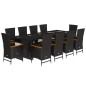 vidaXL 11-tlg. Garten-Essgruppe mit Kissen Schwarz Poly Rattan vidaXL 11-tlg. Garten-Essgruppe mit Kissen Schwarz Poly Rattan