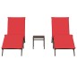 vidaXL Sonnenliegen 2 Stk. mit Tisch Braun Poly Rattan vidaXL Sonnenliegen 2 Stk. mit Tisch Braun Poly Rattan