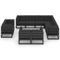 vidaXL 11-tlg. Garten-Lounge-Set mit Kissen Schwarz Kiefer Massivholz vidaXL 11-tlg. Garten-Lounge-Set mit Kissen Schwarz Kiefer Massivholz