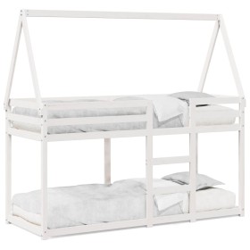 vidaXL Etagenbett mit Dach Weiß 90x190 cm Massivholz Kiefer