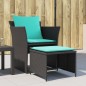 vidaXL Gartenstuhl mit Fußhocker Schwarz Poly Rattan vidaXL Gartenstuhl mit Fußhocker Schwarz Poly Rattan