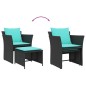 vidaXL Gartenstuhl mit Fußhocker Schwarz Poly Rattan vidaXL Gartenstuhl mit Fußhocker Schwarz Poly Rattan