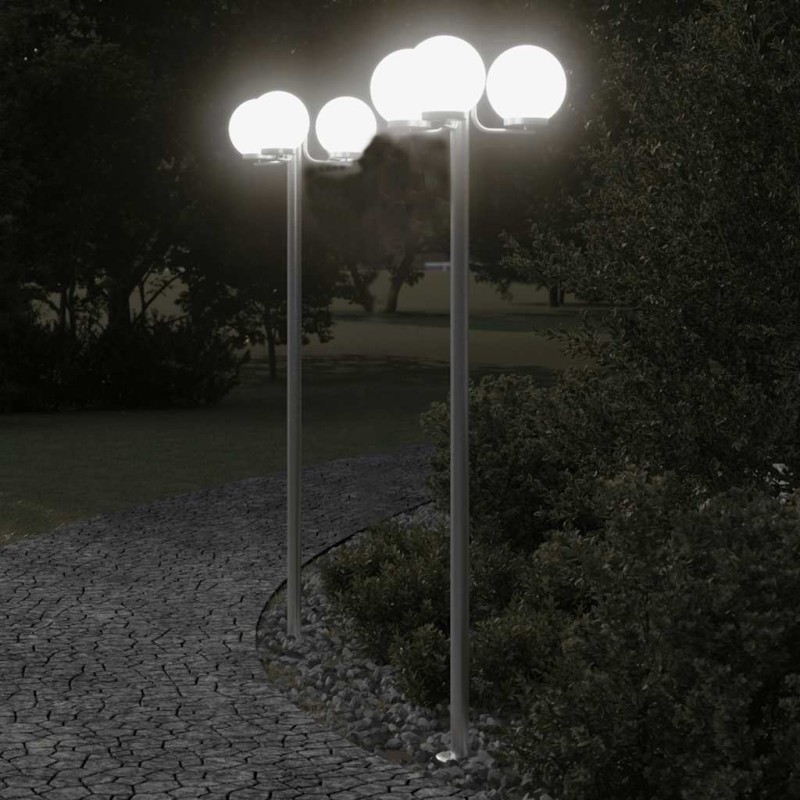 vidaXL Wegeleuchten 2 Stk. Silbern 215 cm Edelstahl vidaXL Wegeleuchten 2 Stk. Silbern 215 cm Edelstahl