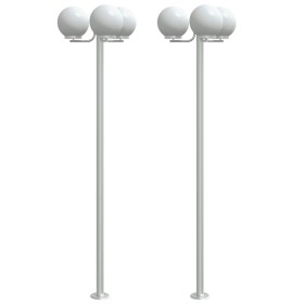 vidaXL Wegeleuchten 2 Stk. Silbern 215 cm Edelstahl